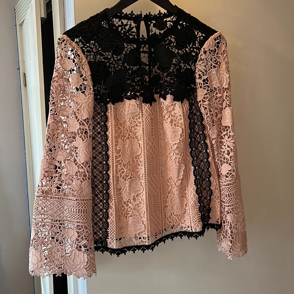 NWT Nanette Lepore Pink/black Lace formal top